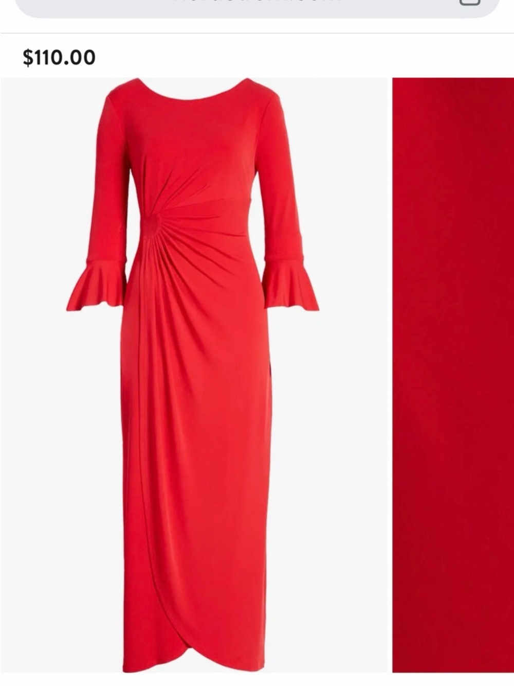 Nordstrom - Elegant Red Dress with Fluted Sleeves